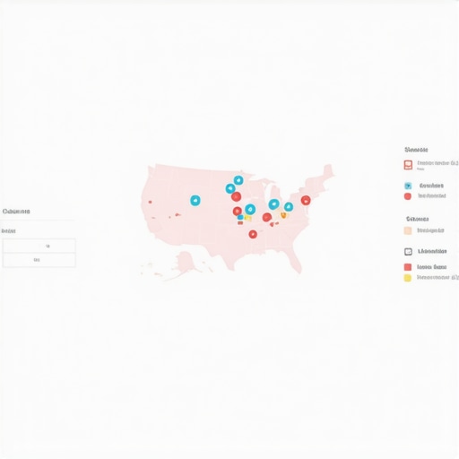 Dashboard showing advanced local SEO analytics with maps and AI insights.