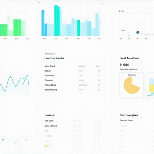 Dashboard showing integrated local SEO analytics with maps, graphs, and trend indicators.