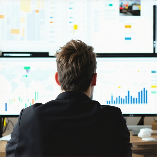 Digital marketing expert reviewing local SEO analytics and maps on multiple screens