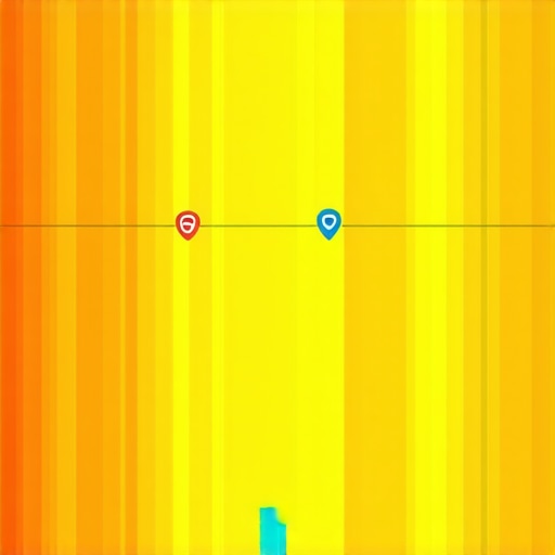 Heat map overlay showing high-traffic areas and business locations in a city grid.
