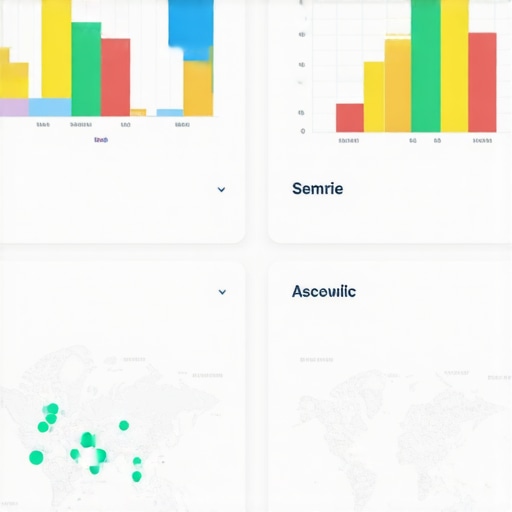 High-tech local SEO analytics dashboard Screenshot of an advanced local SEO analytics platform showing graphs, maps, and data analysis