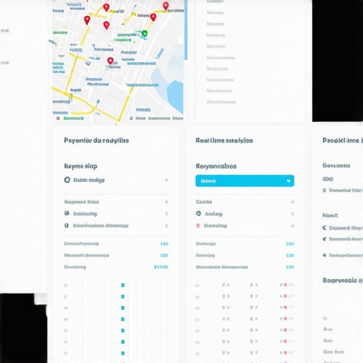 Screenshot of a local SEO dashboard displaying map rankings and keyword analytics.