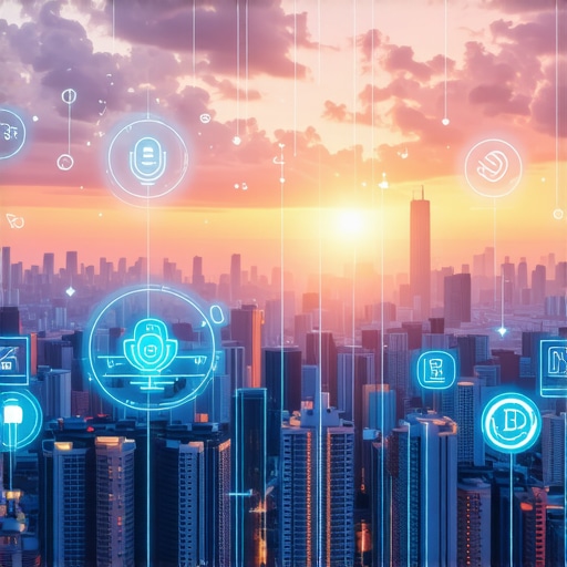 Futuristic cityscape illustrating upcoming local SEO technologies and trends.