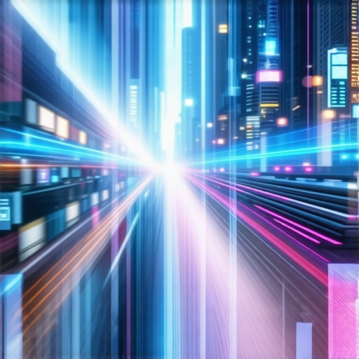 Future of Local Search Technologies Futuristic city with augmented reality and AI elements