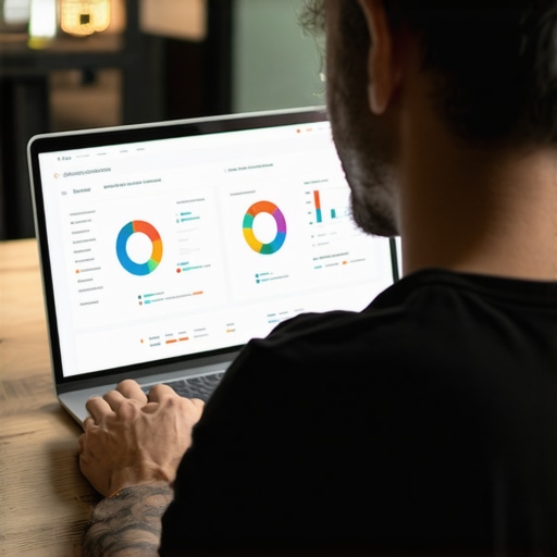Business owner analyzing local SEO data on laptop