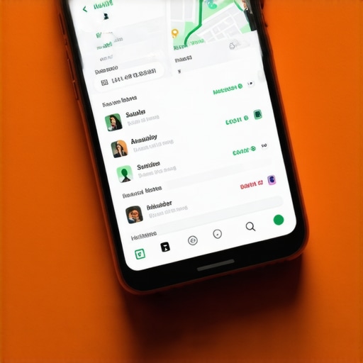 Smartphone screen showing local business search results and analytics