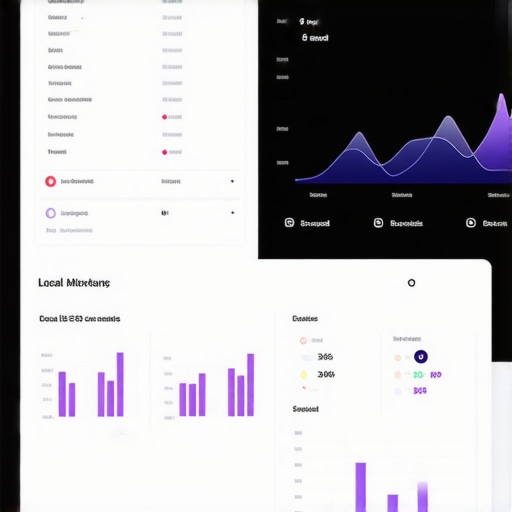 Screenshot of a local SEO analytics dashboard with charts and metrics