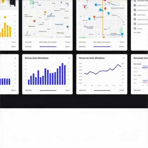 Local Search Analytics Dashboard Screenshot of a local SEO analytics dashboard showing rankings, reviews, and map engagement metrics.