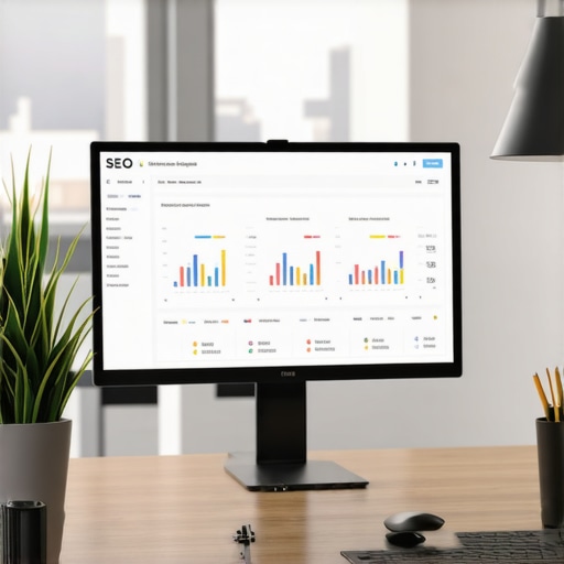 Close-up of a computer screen displaying local SEO analytics and ranking data